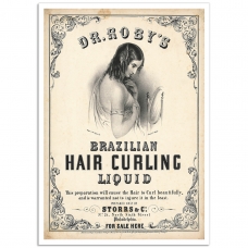 Vintage American Promotional Poster - Dr. Roby's Brazilian Hair Curling Liquid